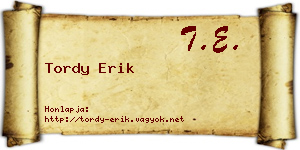 Tordy Erik névjegykártya